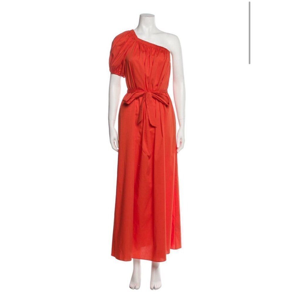 diane von furstenberg Authentic Solid Red Orange Long Maxi Dress Xs